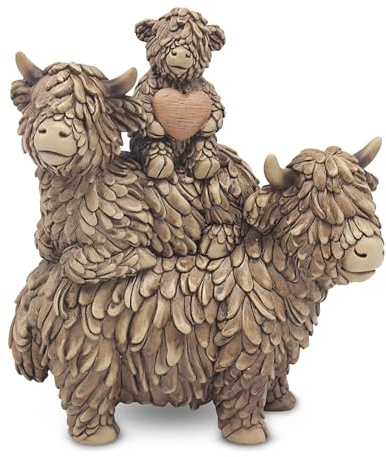 Lesser & Pavey Hughie Highland Cow Family Decor Figurine