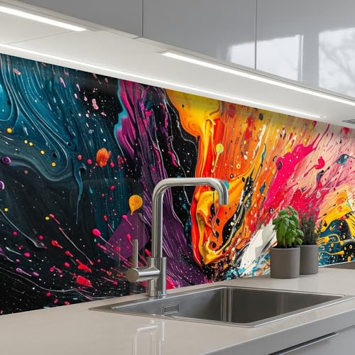 KitchenYeah© Crédence Adhésive Résistant À La Chaleur Protection Mur | 60x200 cm - Cuisine Panneaux Muraux Adhesif Panneau Decoratif Interieur Couleurs - Peinture - Motif
