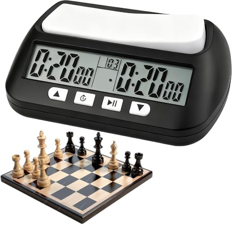 Wxeadu Schachuhr Professional, Digitale Multifunktionsanzeige Schachtimer mit Bonus/Countdown/Delay, Professionelle Digitale Schachuhr, Schachuhren Elektronische Brettspiel für Zuhause & Turniere