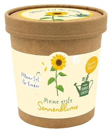 Meine erste Sonnenblume: Pflanz-Set für Kinder: Sonnenblume - Anfänger Set für Garten-anfänger & den grünen Daumen: auch für Erwachsene; mit einpflanzbarem Becher, Quelltablette & Samen-mischung