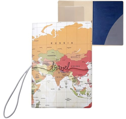 Zerquell Portapassaporto, Portapassaporto Protettivo, Organizer per Passaporto con Porta Carte, Chiusura con Elastico per Passaporto, Biglietti, Carte di Credito, Biglietti da Visita, Donna e Uomo