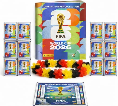 XXL Set Collezione Coppa del Mondo 2026 – Album Panini + Figurine da Incollare, Calendario Partite & Collana di Fiori Germania, Bundle XXL (100 Bustine / 700 Figurine)