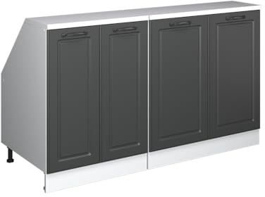 Vicco Küchenschrank für Dachschrägen R-Line, Anthrazit Landhaus, 140 cm 2er Set Schrankkorpuss 60 cm Tiefe, geeignet für schräge Wände und Variable Küchenmontage