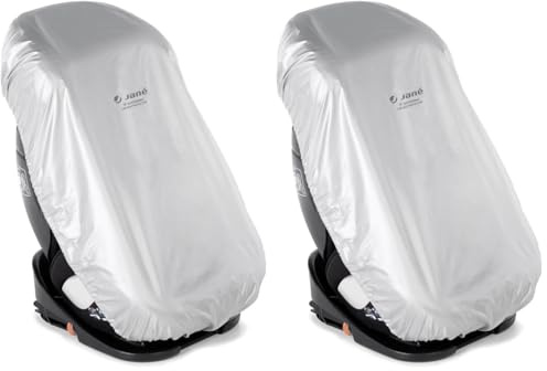Jané Copertura Termica Seggiolino Auto Universale, Protezione Anti-UV, Riduce il Calore fino a 25°C, Pieghevole, Impermeabile, Grigio (Confezione da 2)