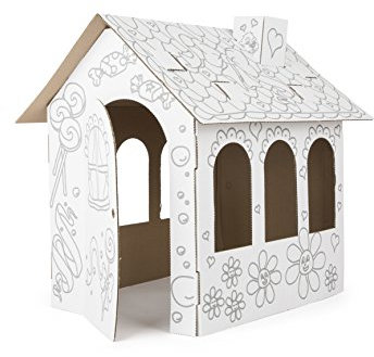 small foot 10762 Puppenhaus aus Pappe zum Ausmalen, schneller Aufbau, offene Türen und Fenster zum leichten Bespielen