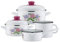 GSW 189972 Hortensia - Batería de cocina (6 piezas, acero esmaltado, plástico), color blanco