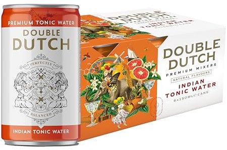 Double Dutch Indian Tonic Water, Premium Mixer, Low Calorie Perfect Mixer for Cocktails, No Artificial Colours Preservatives or Flavours, 150ml Cans (Pack of 6)