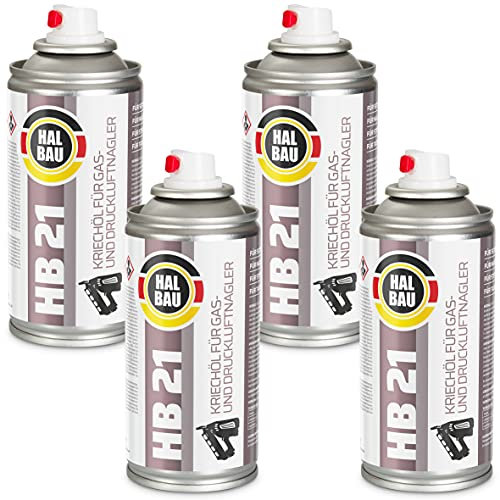 Lot de 4 huiles lubrifiantes HB21 pour cloueuse à gaz, cloueuse pneumatique, agrafeuse, huile de dégrippage, lubrifiant, protection contre la corrosion