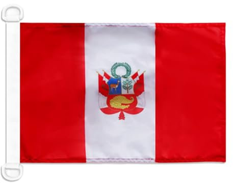 BANDERA NAUTICA PABELLÓN DE GUERRA PERÚ 45x30cm - Pabellón de conveniencia PERUANA - PABELLÓN NAVAL 30 x 45 cm anillos - AZ FLAG