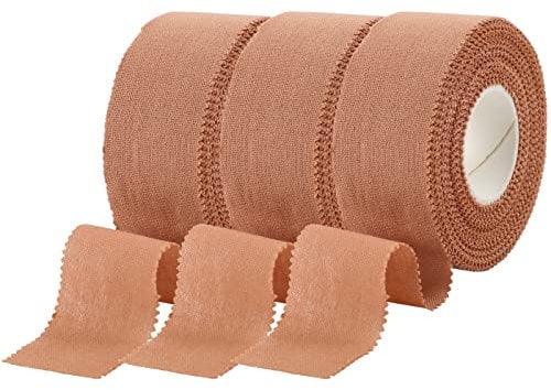 3 Rolls Zinc Oxide Tape, 10m x 2.5cm Cohesive Bandage Flexible Breathable Wrist Finger Tape Easy Tear Athletic Sports Tape for First Aid Sports Ankle(Skin)