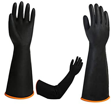 Heavy Duty Latex Gloves, Resist Acid, Alkali and Oil,Reusable Industrial Chemical Rubber Garden Gloves,22inch 1 Pair