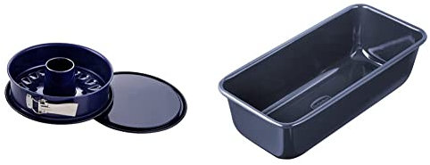 Dr. Oetker Springform Ø 26 cm Back-Liebe Emaille – Inklusive Flach- und Rohrboden – 26er Kuchenbackform mit extra hohem Rand in Dunkelblau & 2367 Kastenform 25 cm, robuste Brotbackform