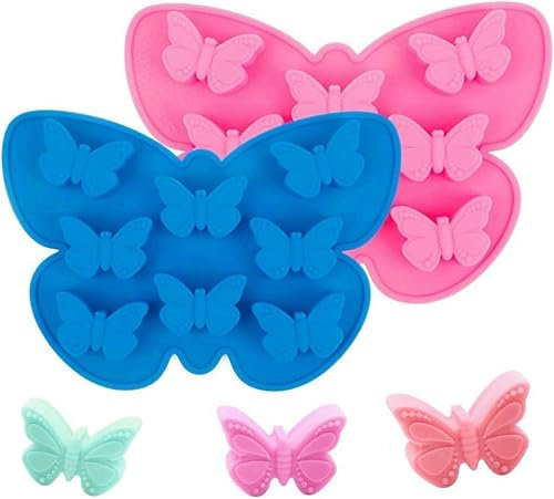 2 Pcs Butterfly Mold Silicone Butterfly Shape Butterfly Ice Cube Tray Wax Melt Molds Chocolate Candy Baking Molds, Non-Stick Chocolate Soap Pudding Jello Ice Cube Tray