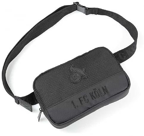 1. FC Köln Umhängetasche Crossbag - All Black - Tasche schwarz - Plus Lesezeichen I Love Köln
