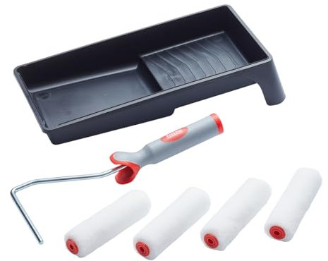 ProDec Advance 6 pc Ice Fusion Mini Paint Roller Set, 4X Rollers, Frame & Paint Tray - Ultra-Smooth Finish with Emulsion & Satin Paints on Interior Walls,Ceilings,Wood,Metal, 4 Paint Roller Set