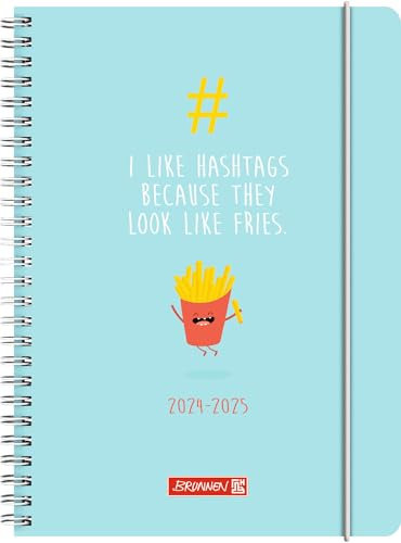 BRUNNEN Schülerkalender (2024/2025) „#fries“, 2 Seiten = 1 Woche, A5, 208 Seiten, hellblau