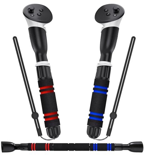 YOGES Handle Attachments Compatible with Meta Quest 3S/ Quest 3/ Oculus Quest 2/ Quest Pro/Rift S Controller Accessories, Dual Handles Extension Grips for Beat Saber Gorilla Tag Long Arms VR Games