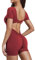 ZAAYO Damen Jumpsuit Kurz Eng Scrunch Butt Bodysuit U Kragen Body Einteiler Yoga Sexy RüCkenfrei Sport Overall Romper Gym Workout Bodycon Burgund M