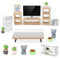 12PCS Miniature Dollhouse Living Room Furniture Set, Wooden Mini Furniture Dollhouse Accessories with Sofa TV, Pretend Play Furniture Toys for Kids Age 3+ Birthday