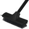 Newthinking Floor Scrubbing Brush with Long Handle, Heavy Duty Stiff Bristle Floor Brush with Squeegee for Cleaning Bathroom Deck Tile Patio, Black