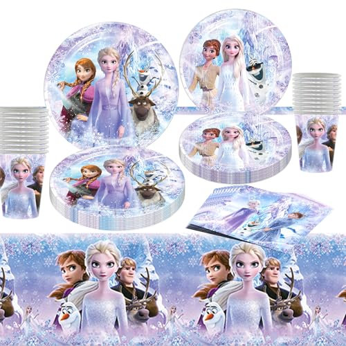 Frozen Geburtstag Party Set, Frozen Geburtstagsdeko, Frozen Geburtstagsdeko Partygeschirr Set, Party Tableware Set,Kindergeburtstag Geschirr Set,Gefrorene Geburtstagsdeko Geeignet für 20 Gäste
