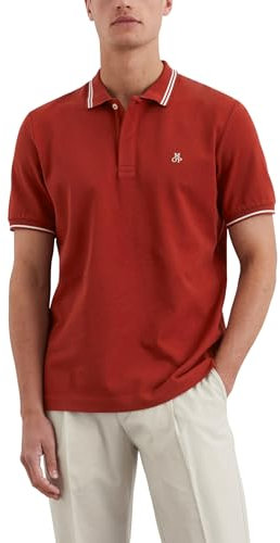 Marc O'Polo Herren Kurzarm-Poloshirt aus Bio-Baumwolle Regular Fit, Rot (Tall Poppy), XL