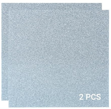 Creatorally 3mm Panneaux Acrylique, 2 Pièces Feuille Acryliques Opaque Argent Pailleté 30,5x30,5 cm, Colorées Plexi-Glass pour Découpe Au Laser, Coloré, Affichage Panneau Peinture DIY