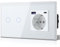 BSEED Interrupteur tactile mural, encastrable, en verre, 2 boutons, 1 voie, prise de courant Schuko avec sécurité enfant, port USB-C, puissance de charge rapide de 20 W, blanc