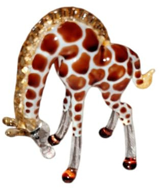 basticks Glastier Giraffe- grasende Giraffe braun aus Glas