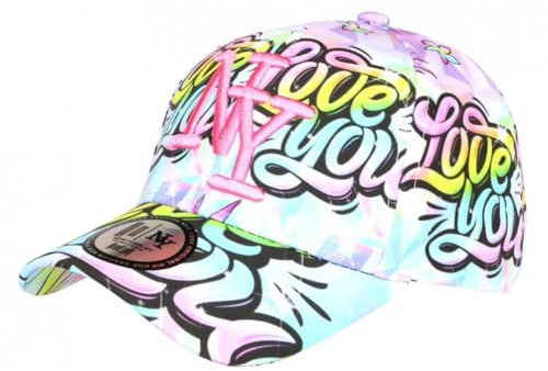 Hip Hop Honour NY Cap Türkis und Rosa City Love You Streetwear Baseball – Unisex, Rosa, Einheitsgröße