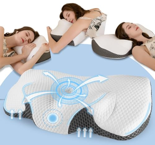 Nackenkissen Kopfkissen, Orthopädisches Kopfkissen Nackenschmerzen aus Memory Foam Pillow, Ergonomisches Kissen für optimale Unterstützung, Nackenstützkissen für Seiten Rückenschläfer & Bauchschläfer