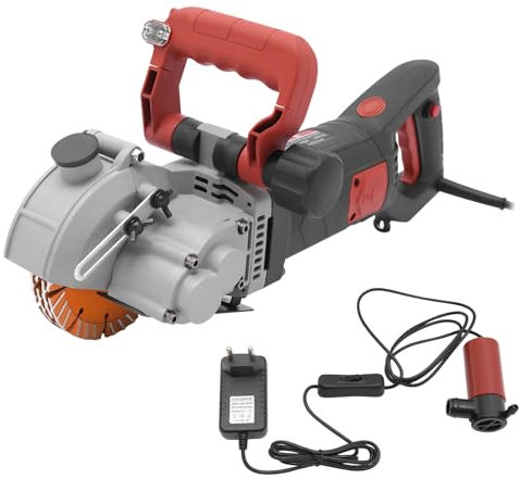4800W Mauernutfräse Wandfräse, Schlitzmaschine mit Laserführung 6200 U/min Betonfräse mit 5 Sägeblättern und Wasserpumpe für Ziegel Granit Marmor Beton Cutter Notcher Groover