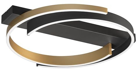 Fischer & Honsel Deckenleuchte, Circly | sandschwarz/goldfarben| D: 56cm, A: 9 cm| mit Fernbedienung stufenlos dimmbar| Farbtemperatur stufenlos einstellbar| 1x LED 35W 2700/6500 K inkl.| 4900lm