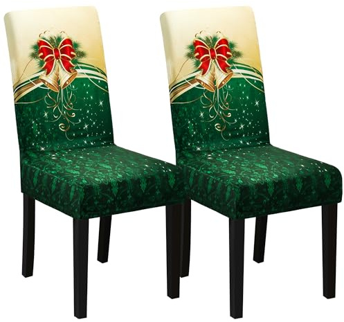 Yesaler Weihnachten Stretch Stuhlhussen Weihnachtsdekoration für Stühle Weihnachtsstuhlüberzug für Esszimmer Party Festlich 2 Stück 03