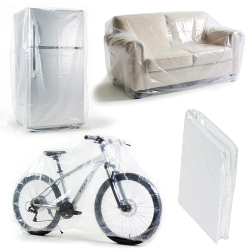 QQdou Extra Large Clear Plastic Storage Bags 6 Pack 100x150cm(3pcs Upright style + 3pcs Lay-flat style), Heavy Duty Waterproof Dustproof Clothes & Suitcase Bags for Furniture & Moving