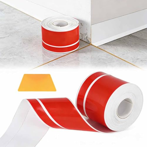 5M Sockelleisten Selbstklebend Flexibilität, Weichsockelleiste Selbstklebend PVC, Flexible Knickleiste fußleisten Mit Schaber, Flexible Skirting Board Trim für Küche Badezimmer, DIY Renovierung Altbau
