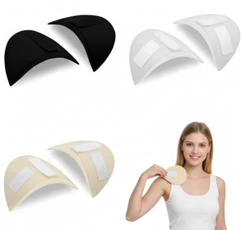 Schulterpolster Damen, 3 Paar für Damen und Herren schulterpolster mit klettband Hochdichte Eingesetzte Schulterpolster Wiederverwendbar Schwamm-Schulterpolster mit Klettband für Blazer, T-Shirts