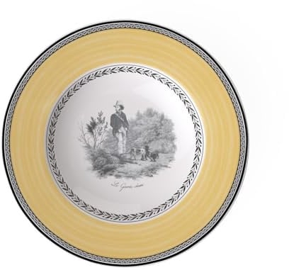 Villeroy & Boch Audun Chasse Assiette creuse, 24 cm, Porcelaine Premium, Blanc/Gris/Jaune