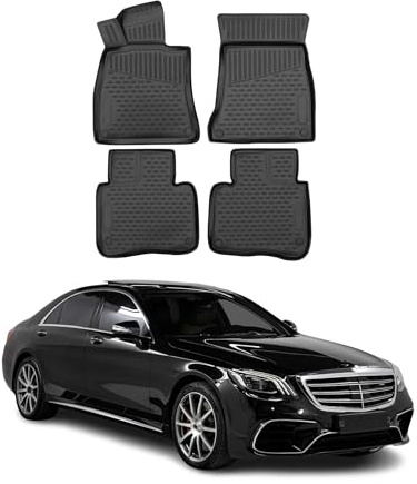 OMAC Fußmatten für Mercedes S Klasse W221 2005-2013 TPE 1x Schwarz | Gummimatten, Automatten, Allwetter, fahrzeugspezifisches Produkt, Antirutsch, 3D-Passform, wasserdicht