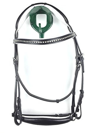 Trense, Trensenzaum mit hannoveraner Reithalfter und anatomisch gepolstertem Kopfstück, schwarz und silberfarbenen Schnallen, VB Vollblut