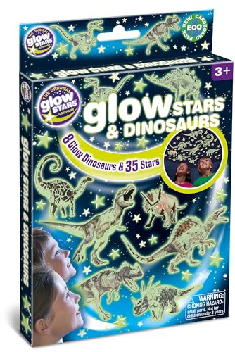 The Original Glowstars – Glow in the Dark Stars & Dinosaurs, Realistic Ceiling & Wall Stickers for Kids' Bedroom, Educational Dinosaur and Space Room Decor, Glow Galaxy & Dino Kit