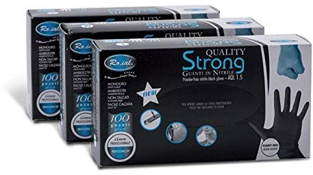 Guanti in nitrile Ro.ial CARTONE 10pz (S nero)