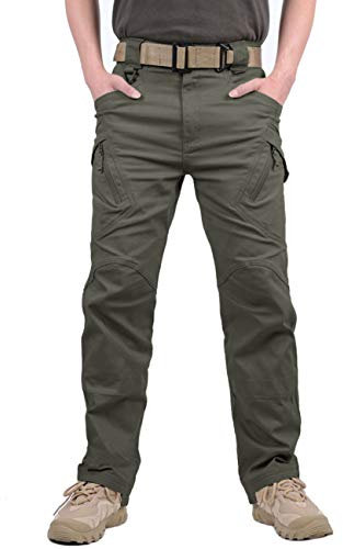 MAGCOMSEN Herren Draussen Dauerhaft Multi Taschen Entspannt-Fit Taktisch Cargohosen Arbeitshose, Armee Grün, 36