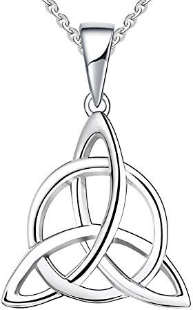JO WISDOM Damen Kette Irischer Triquetra Keltischer Knoten Silber 925 Halskette Anhänger mit Weißgold plattiert,Schmuck für Frauen