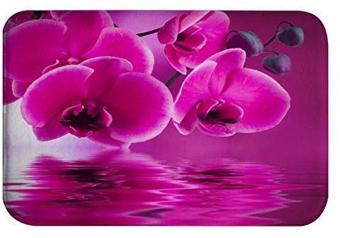A.Monamour Badematten Badteppiche Badvorleger Lila Phalaenopsis Orchidee Blume Blüte Reflexion Im Wasser Zen Spa Natur Floral Saugfähigen Flanell rutschfeste Boden Teppichboden Teppiche 40x60cm