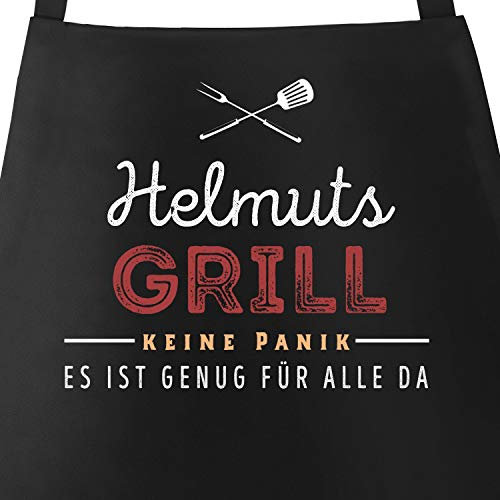 MoonWorks® Personalisierte Grill-Schürze mit Name [Wunschename] Grill - Keine Sorge, es ist genug für alle da Spruch schwarz unisize