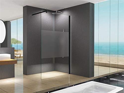 BuyLando.Shop [Typ-Lily-Sw] 10mm Walk in Duschwand - Duschabtrennung - Dusche - ESG Glas (140x200cm Satinato Mitte)