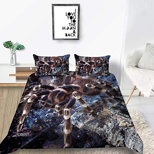 Asfwkb 3D Microfaser Bettbezug Spinne Weich Atmungsaktiv Bettwäsche Set 3 Teilig 1 Mikrofaser Bettbezug Mit Reißverschluss Und 2 Kissenbezüge Für Kinder Erwachsene 140X200Cm