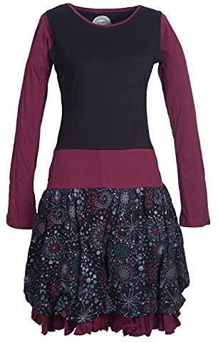 Vishes - Alternative Bekleidung - Langarm Damen Tulpen-Kleid Ballon-Kleid Sweat-Kleid Baumwoll-Kleid schwarz 42