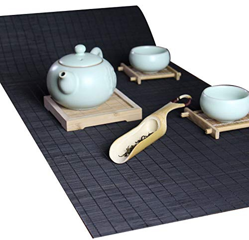 MMQGQ Camino De Mesa De Bambú Negro, Tapete De Mesa De Té Antideslizante De Estilo Japonés, Tapete De Aislamiento Térmico para Mesa De Comedor, Límpielo(Size:40×90cm)